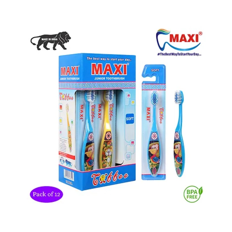 Maxi Toffee Junior Toothbrush Pack Of 12 -Multicolour
