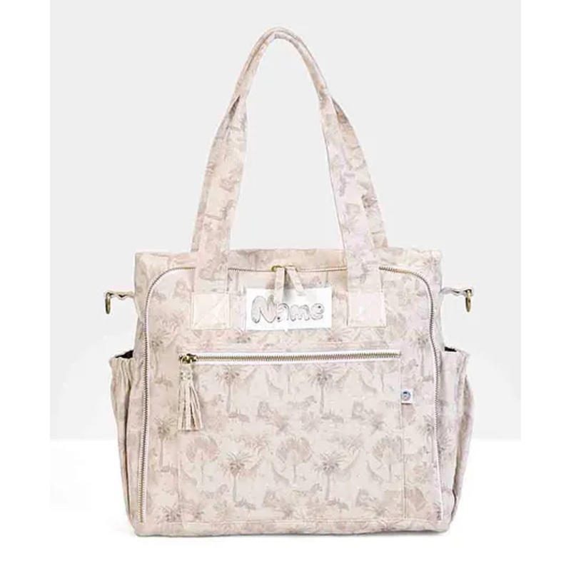 Mi Dulce An’ya Organic Safari printed Diaper bag- beige
