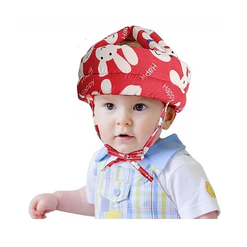 ORTIS Adjustable Cushioned Baby Safety Helmet- Red (Print May Vary)