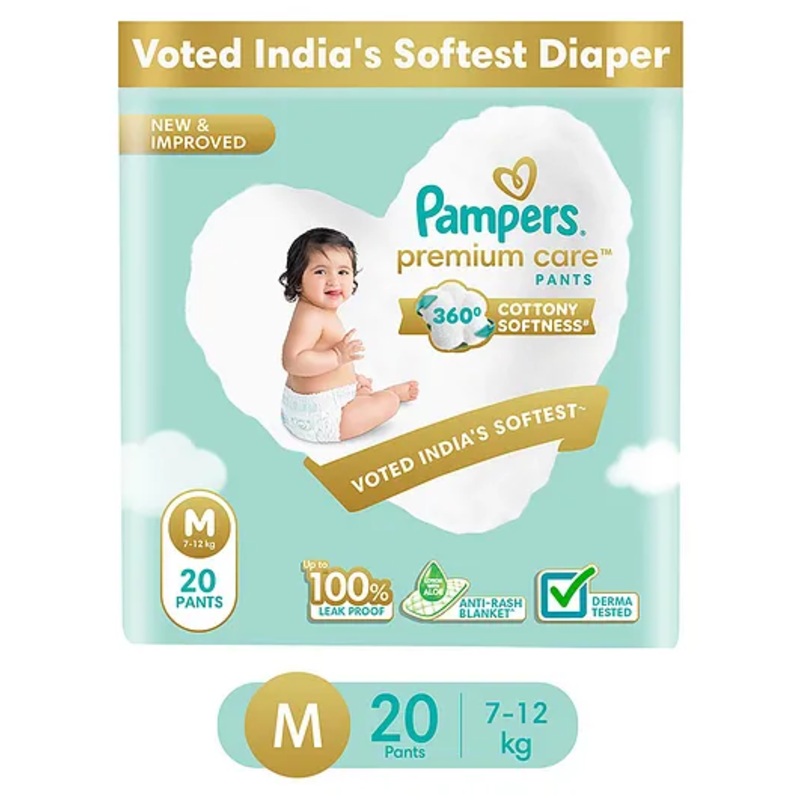 Pampers Premium Care Pants Style Baby Diapers Medium Size – 20 Pieces