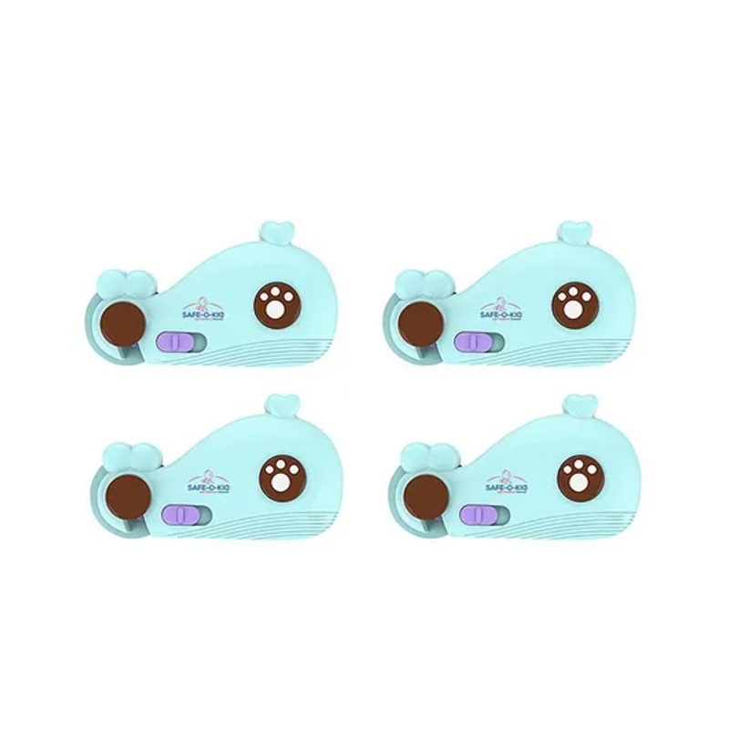 Safe-O-Kid- Whale Shaped Door Lock Pack of 4 – Blue