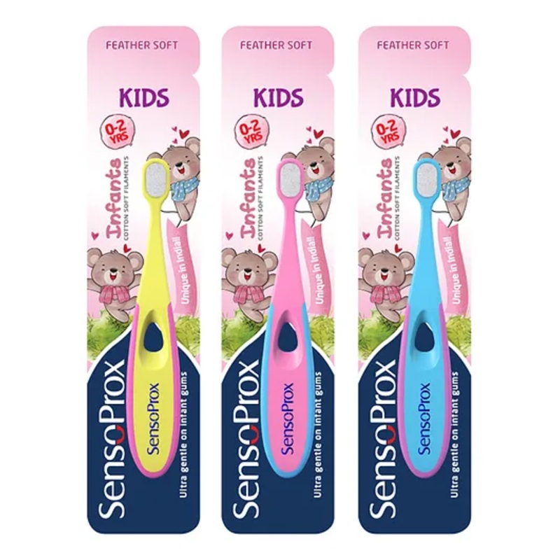 SensoProx Infant Toothbrush Pack of 3 – Yellow & Pink & Blue