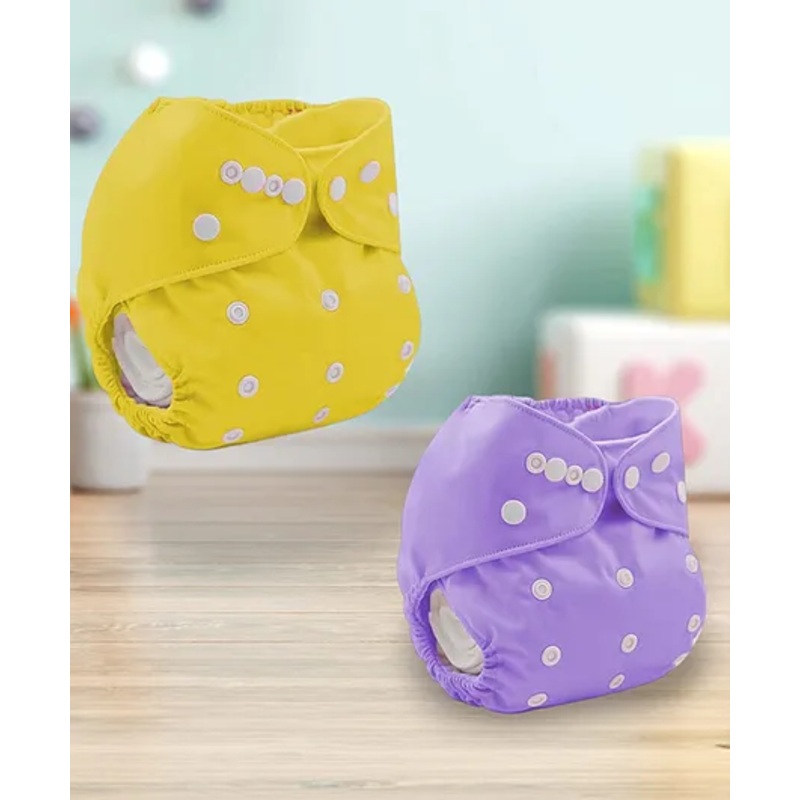 Sparkle Joy Free Size Reusable Cloth Diaper Without Insert Pack Of 2 – Purple & Yellow