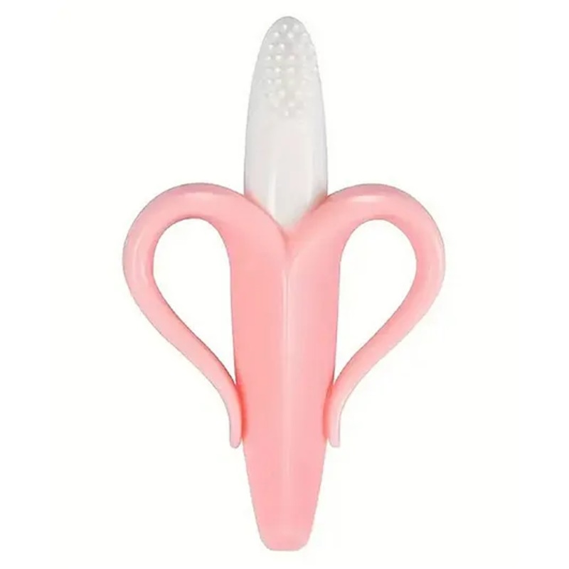 Sparkle Joy Silicone Banana Shaped Toothbrush Teether – Peach