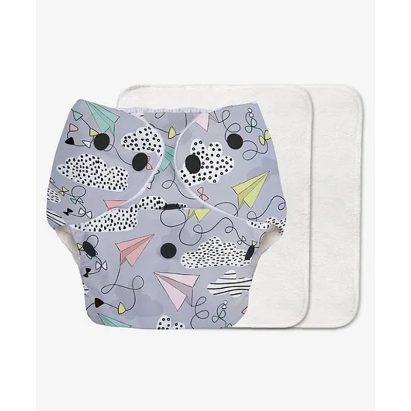 Super Bottoms Basic Reusable Cloth Diaper Paper Plane Print- Multicolor