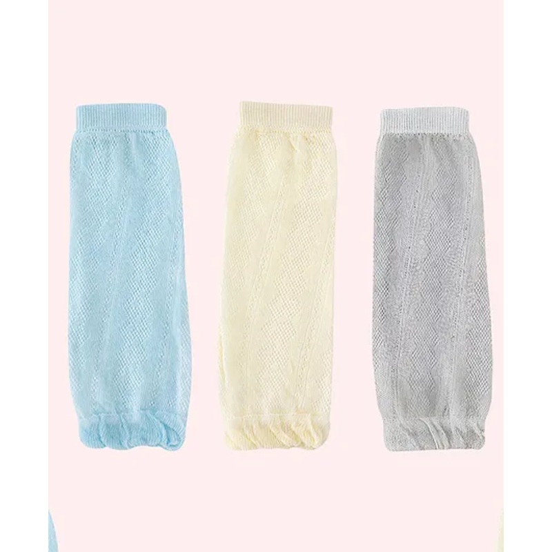 SYGA Cotton Mesh 3 Pairs Knee Pads – Light Blue & Light Yellow & Grey