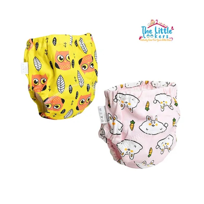 THE LITTLE LOOKERS Potty Training Pants for Babies I Reusable & Waterproof Pull up Underwear | Cloth Diaper for Babies-Yellow & Pink (6 Months – 12 Months) (Pack of 2)