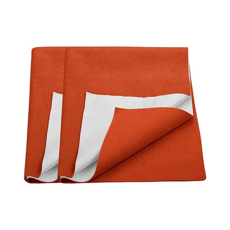 Trance Home Linen Supersoft Soft Extra Absorbent Water Proof Baby Dry Sheet for Kids- Medium Pack of 2 – Brick Red