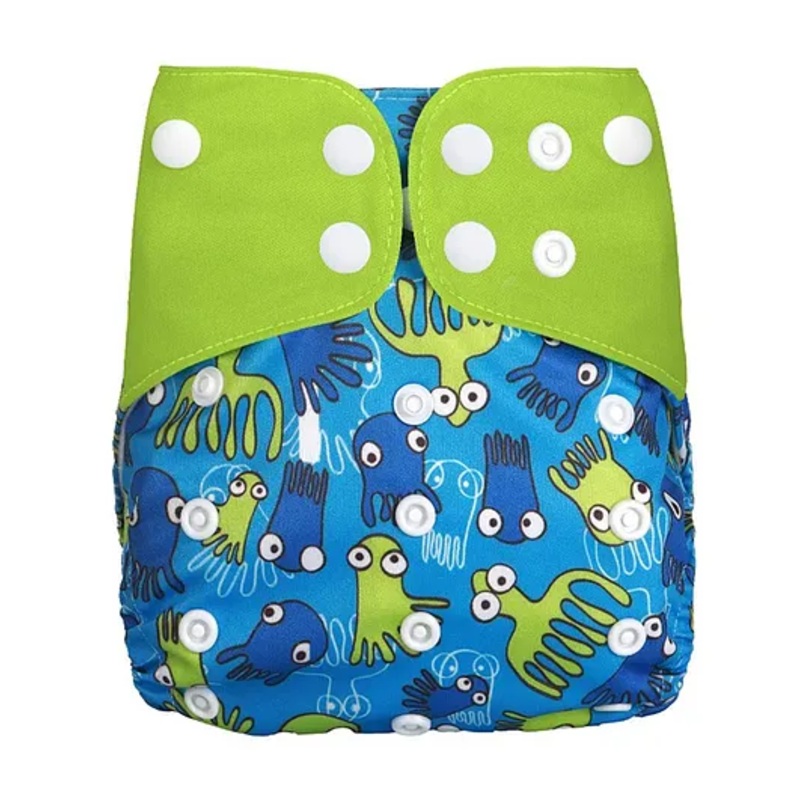 Zikku Free Size Reusable Cloth Diaper for Babies with One Insert – Octopus Print
