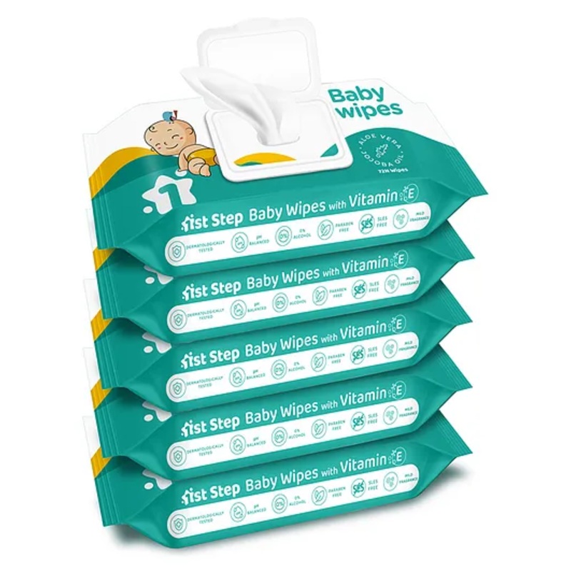 1st Step Baby Wet Wipes with Lid Pack Of 5 – 72 Pieces Each