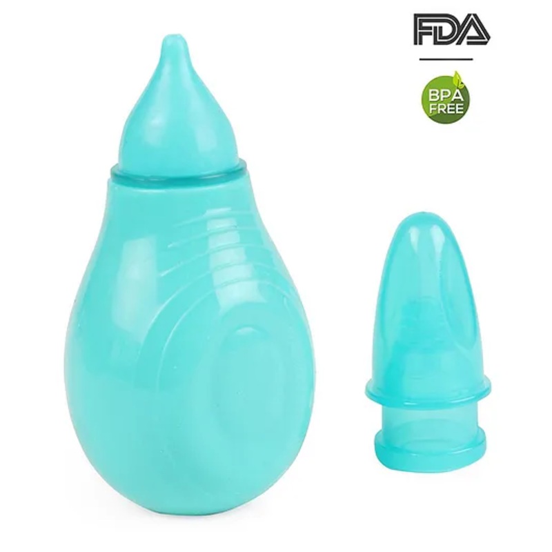 Babyhug 2-in-1 Nasal Aspirator & Ear Syringe for Babies Blue  Soft Tip| Safe | Hygienic | Newborns | BPA Free | Cold Relief | Easy to Clean | Travel Friendly