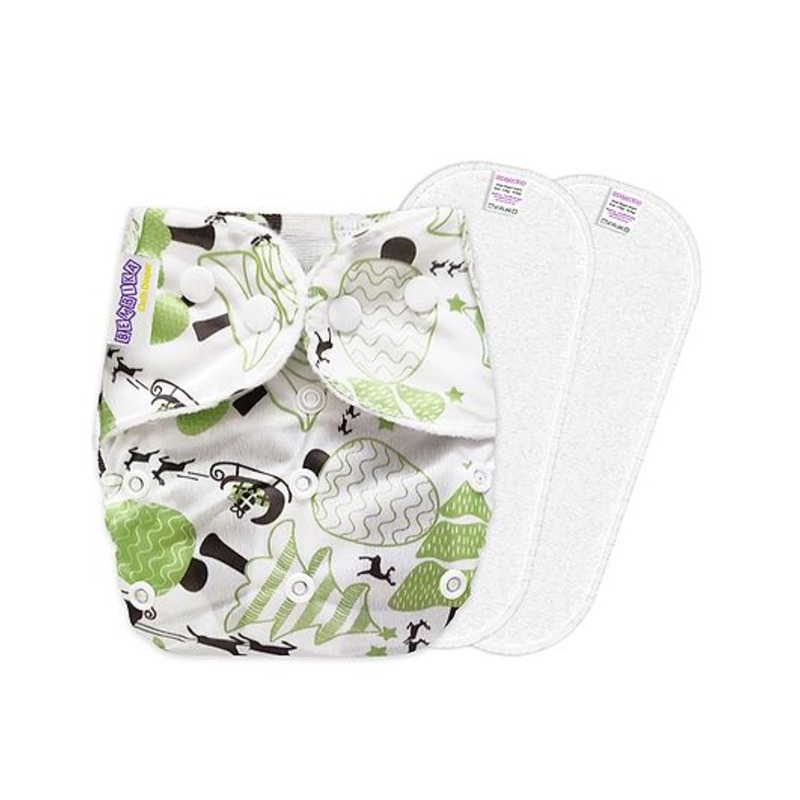 Bembika B Plus Printed Cloth Diapers With 2 Inserts – Green