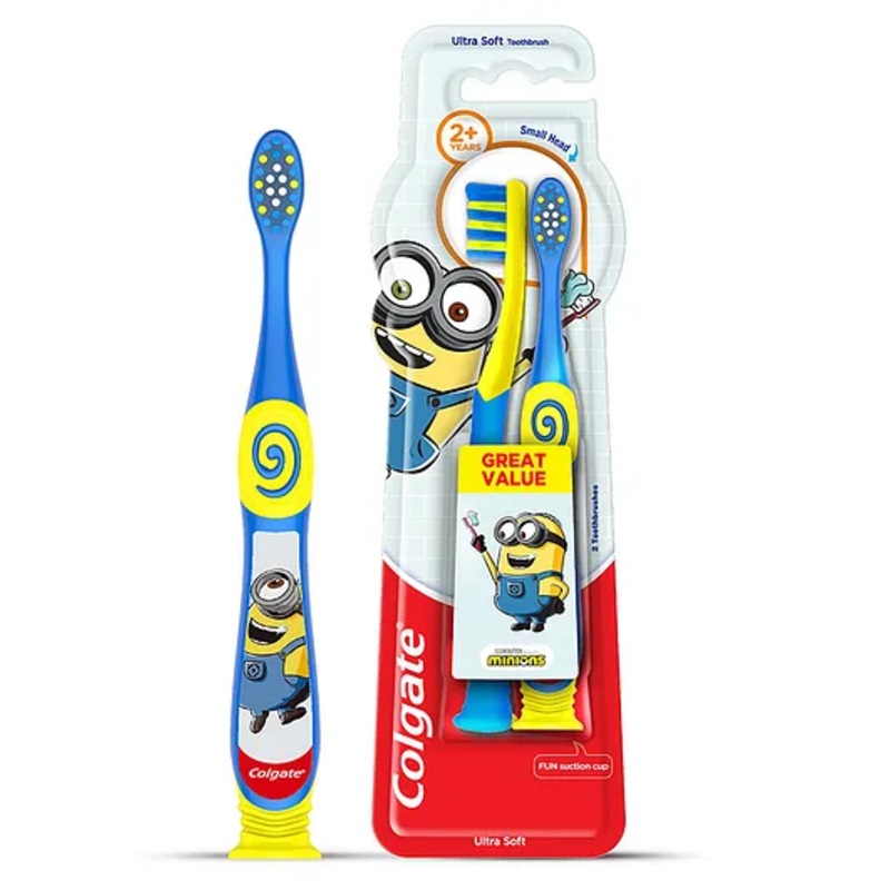 Colgate Baby Extra Soft Toothbrush With Tongue Cleaner & Minion Print Pack Of 2 – Multicolour