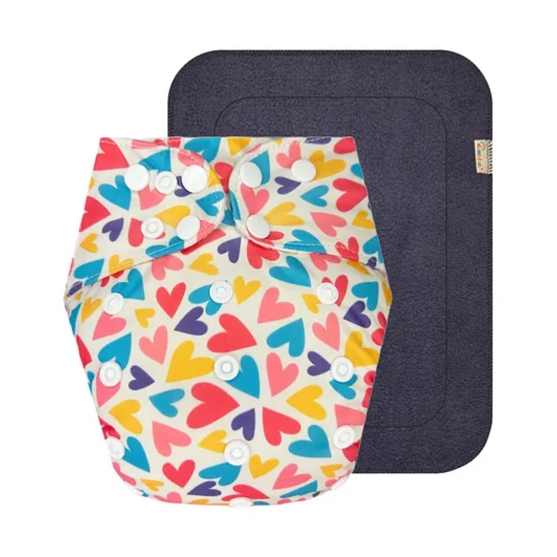 Dumbledo Premium WhiteHeart Free Size Leak proof Washable Unisex Reusable Cloth Diaper With 6-layer Black Insert – Cream