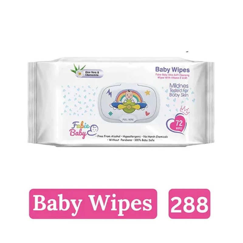 Fabie Baby Wipes (72Pcs) for New Born Baby with Vitamin E & B5 – Pack of 4