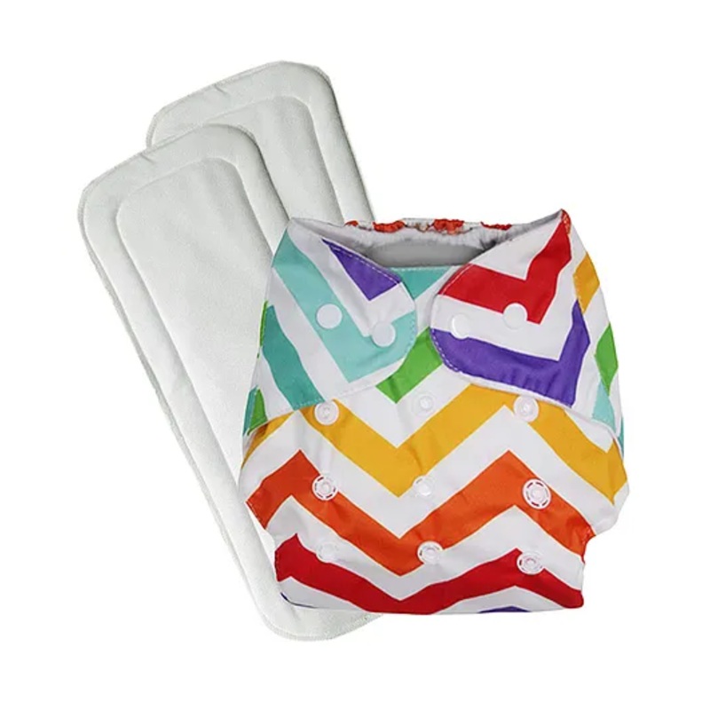 FANTASY INDIA Washable Baby Diaper Premium Cloth Diaper Reusable Adjustable Size  Waterproof Pocket Cloth Diaper Nappie 1 Diaper and 2 Insert Pad – Multicolour