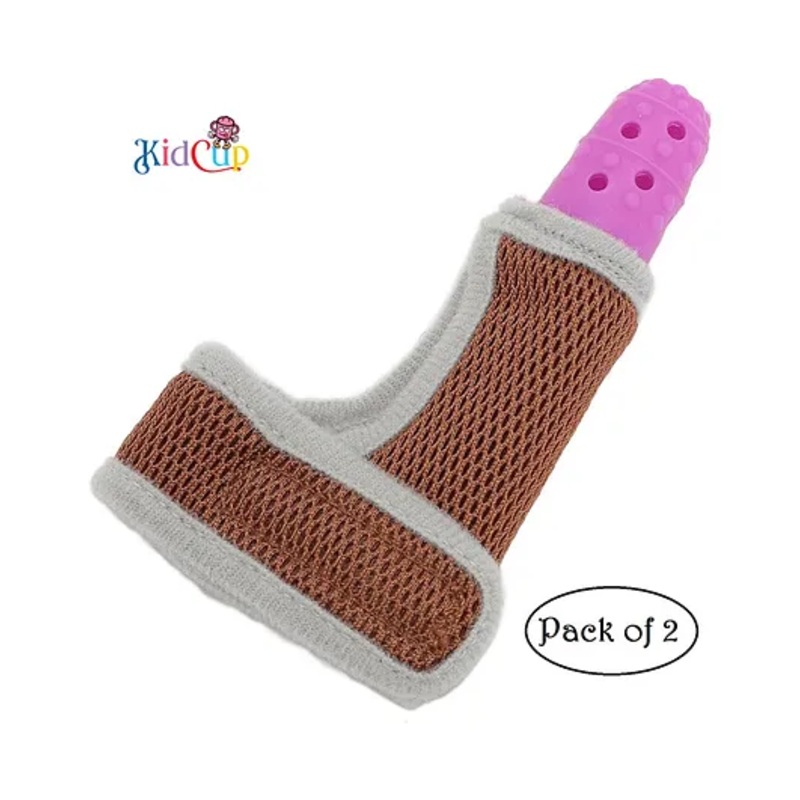 Kidcup Baby Finger Guard Adjustable Protector Soft Silicone Stop Sucking Glove – Pink (pack of 2)