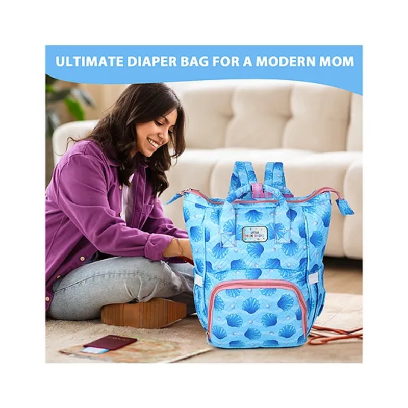 Little Munchkins Cute New Born Unisex Multipurpose Spacious light weight diaper backpack mothers nursing bag::color::sky blue