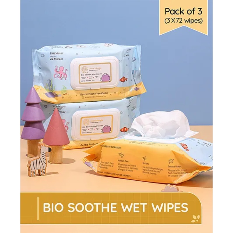 Little Rituals Bio Soothe Wet Wipes 72 Pieces Each – Pack of 3
