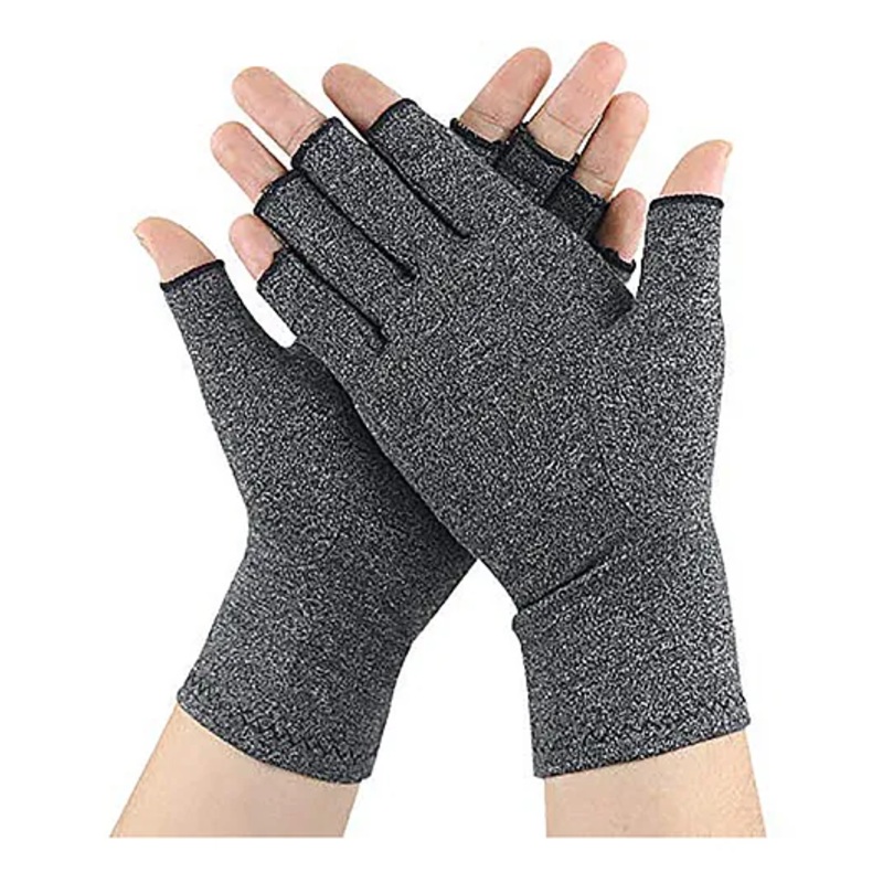 MOMISY Arthritis Copper Infused Finger Less Compression Medium Gloves – Grey