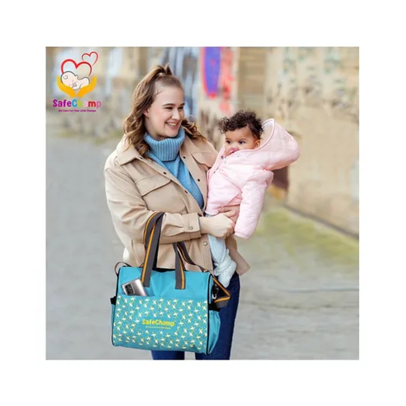 SafeChamp Chick Chick Multipurpose Diaper Bag Cum Mother Bag Diaper Bag – Blue