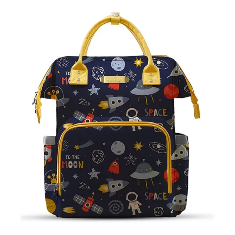 StarAndDaisy Nappy Nest Backpack, Newborn Baby Diaper Bags with Multiple Pockets, Back Opening, 26.5 Liter Enhanced Capacity, Waterproof Pocket, 3 Double Insulated Pockets,  Space Print – Blue – Height 20 Inches