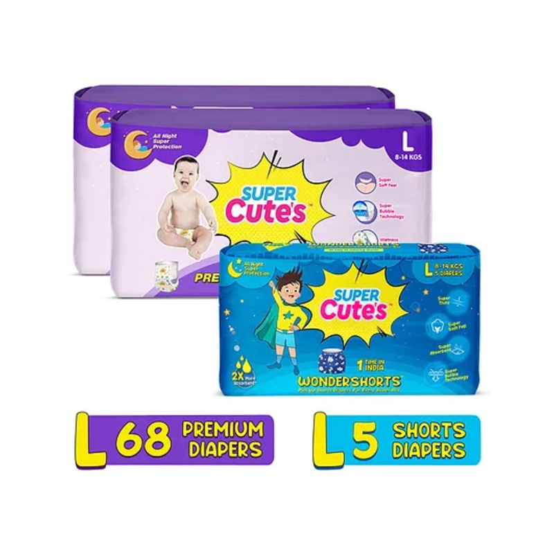 Super Cute’s Premium Wonder Pullups Diaper Large and Wonder Shorts Diaper Large – 73 Pieces