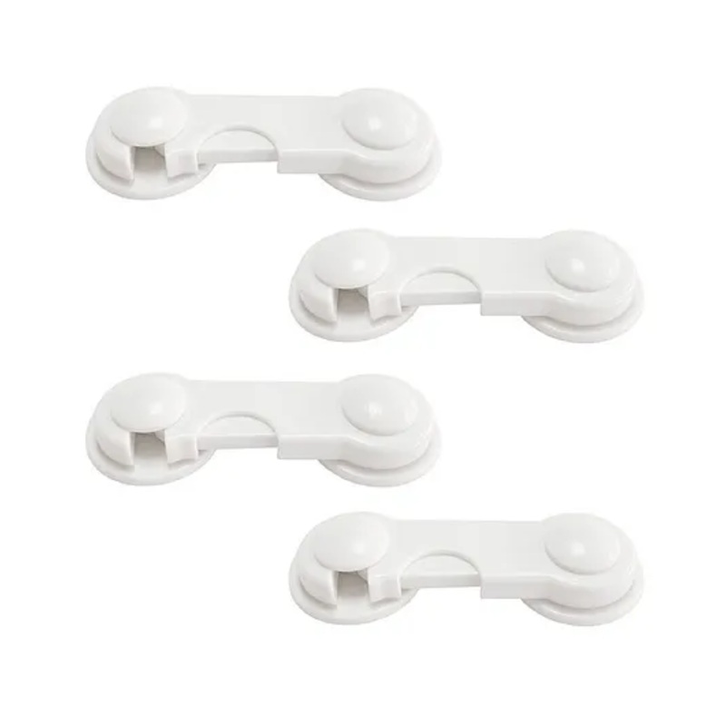 Syga Baby Safety Locks Uses Dual Adhesive Tape Child Proof Cabinets Drawers Appliances Fridge Pack of 4 – White