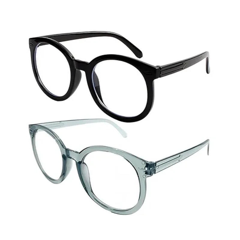 SYGA Pack of 2 Men & Women Anti-Blue Light Radiation Ins High-Value Plain Glasses (Black & Grey)