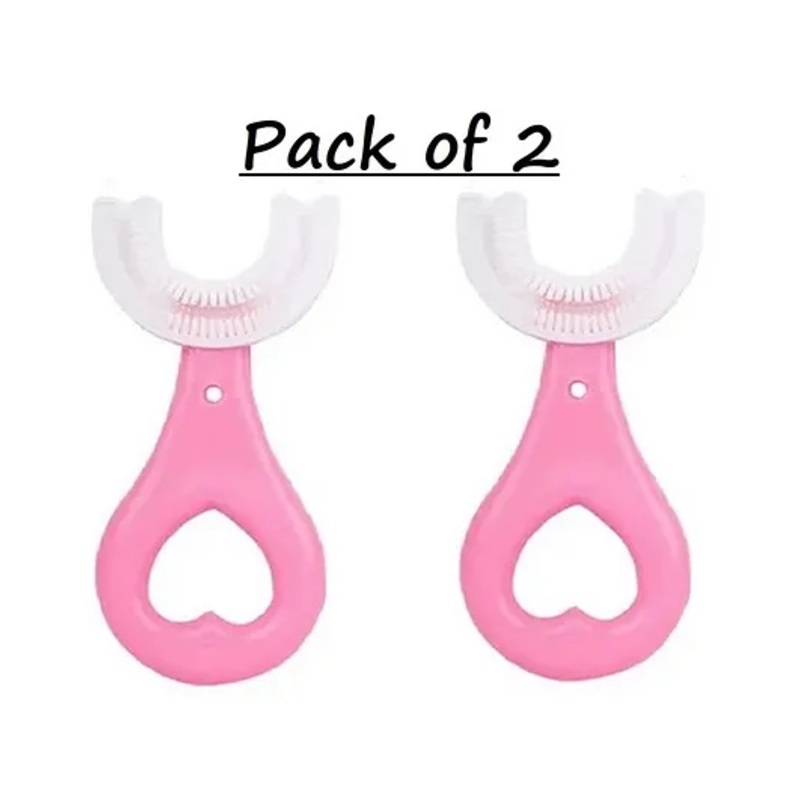 Tiny Tycoonz Soft Sillicone U Shaped Toothbrush Pack of 2 – Pink