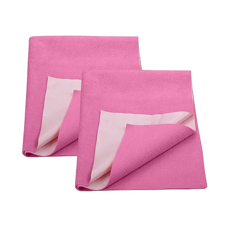 Trance Home Linen Supersoft Soft Extra Absorbent Water Proof Baby Dry Sheet for Kids- Medium Pack of 2 – Pink