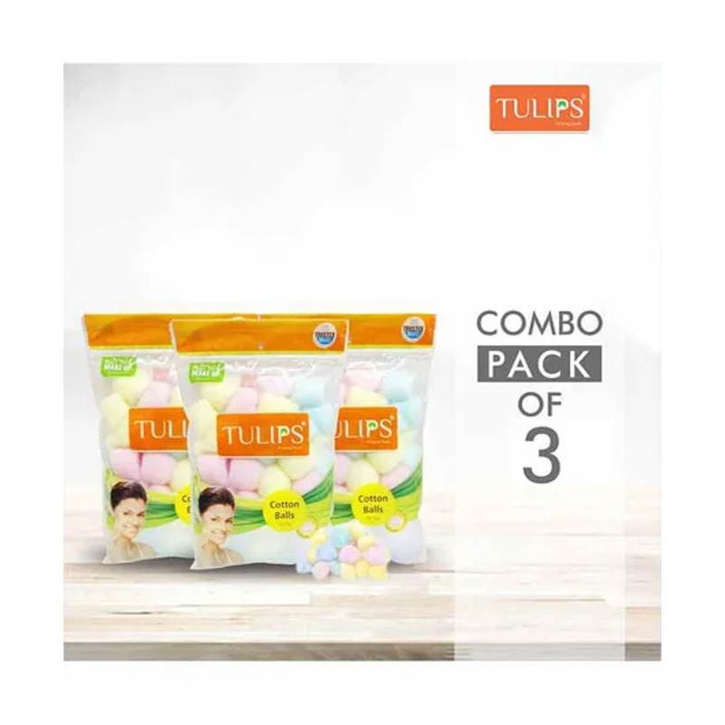 Tulips Colour Cotton Balls Pack of 3 – 50 Pieces Each