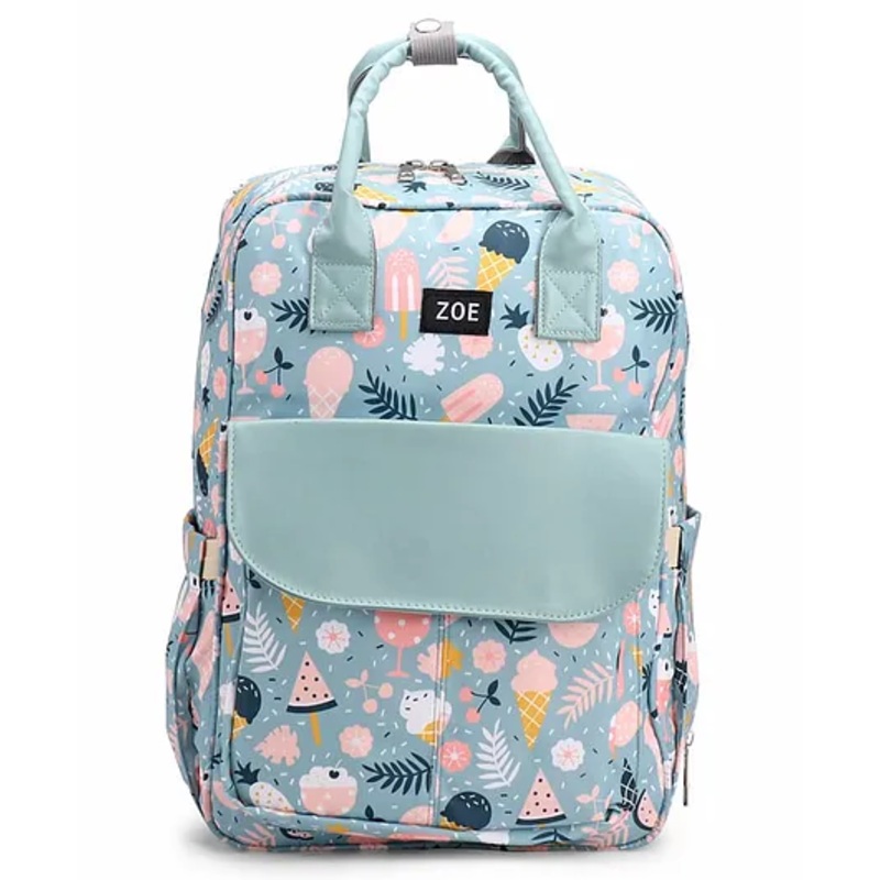 Zoe Multifunctional Floral Printed Travel Friendly Diaper Backpack – Light Blue