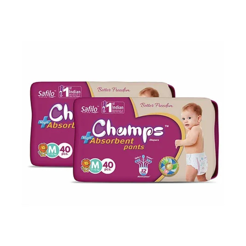 Champs High Absorbent Pant Style Diaper Medium Pack of 2 White – 80 Pieces