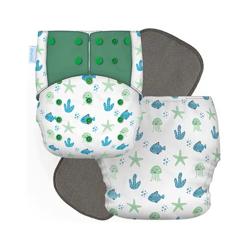 Cherilo Leakproof Washable Baby Diaper – ( 1 Sea World Pattern Diaper with 1 Insert)