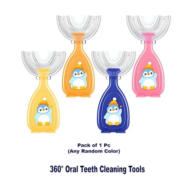 Cozy Vibes U Shaped Toothbrush for Kids Soft Silicone Baby Toothbrush Oral Care Cleaning Brush Baby Products – Pack of 1 – Color May Vary