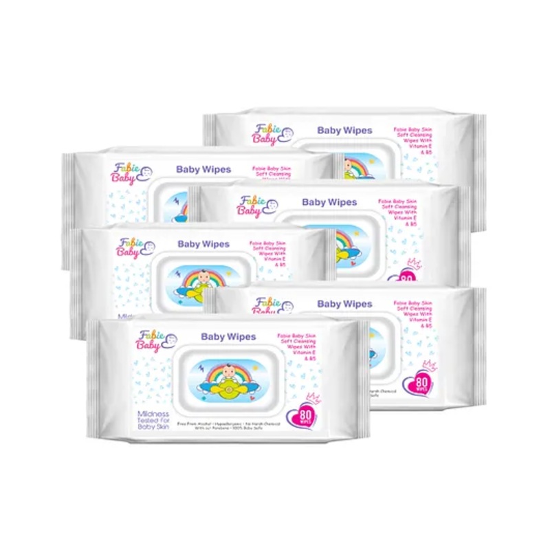 Fabie Baby Winter Essential Fabie Baby Skin Soft Wipes (80 Pcs) With Vitamin E – Pack of 6