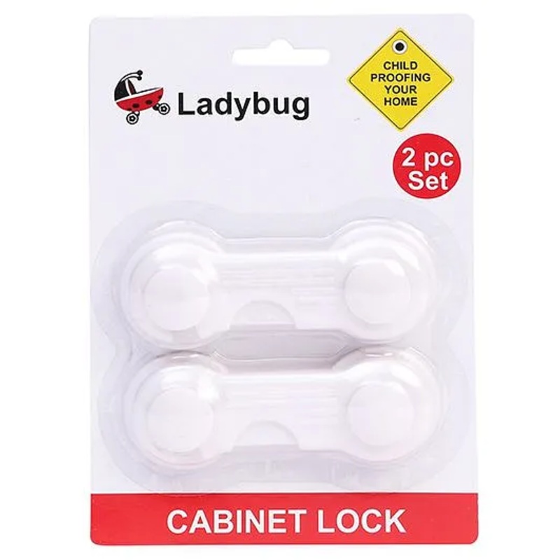 Ladybug Cabinet Lock For Glass & Wooden Cabinet White – Pack Of 2