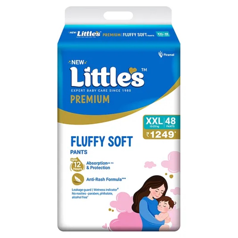 Little’s Comfy Premium Baby Diaper Pants  Cotton Soft with Wetness Indicator Double Extra Large – 48 Pieces