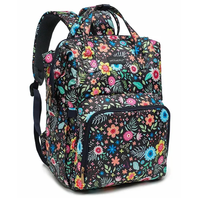 Motherly Elegant Diaper Bag for Mothers for Travel with Warranty | Spacious Diaper Bags for Mom | Baby Bag for Mother Travel (Purple Flower)