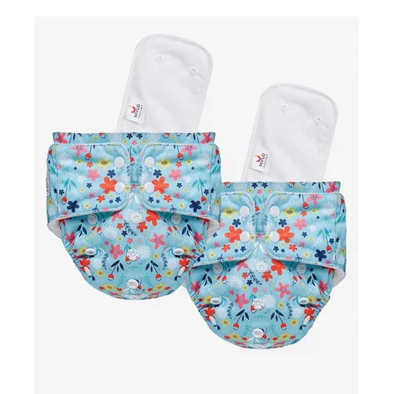 Mylo Baby Freesize Adjustable Cloth Diapers with 2 Free Insert Oeko Tex Certified Pack of 2 Floral Print – Multicolour