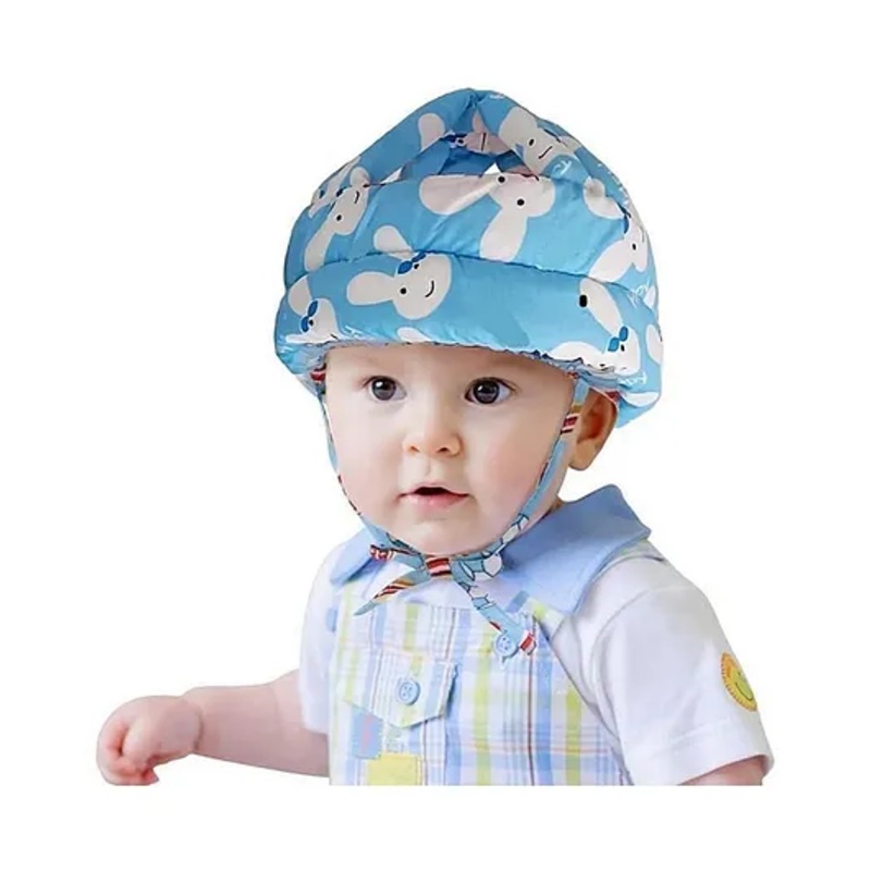 Numum Adjustable Baby Safety Helmet Soft – Anti-Fall – Anti-Collision Head Protector for Infants Learning to Walk or Run -( Blue smiley helmet) (color and design may vary)