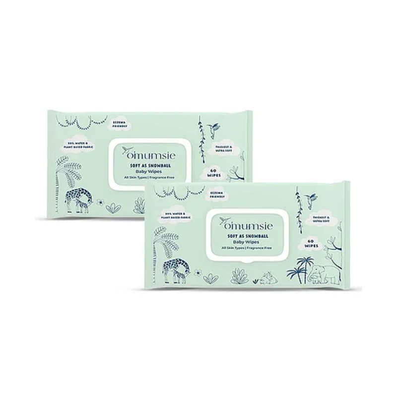 O’mumsie  99 Percent Water Baby Wipes Thickest & Unscented Pack Of 2- Multicolor