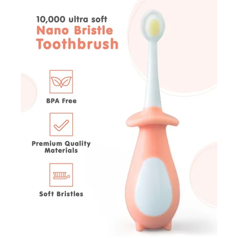 Penguin Shaped Nano Bristle Toothbrush – Pink