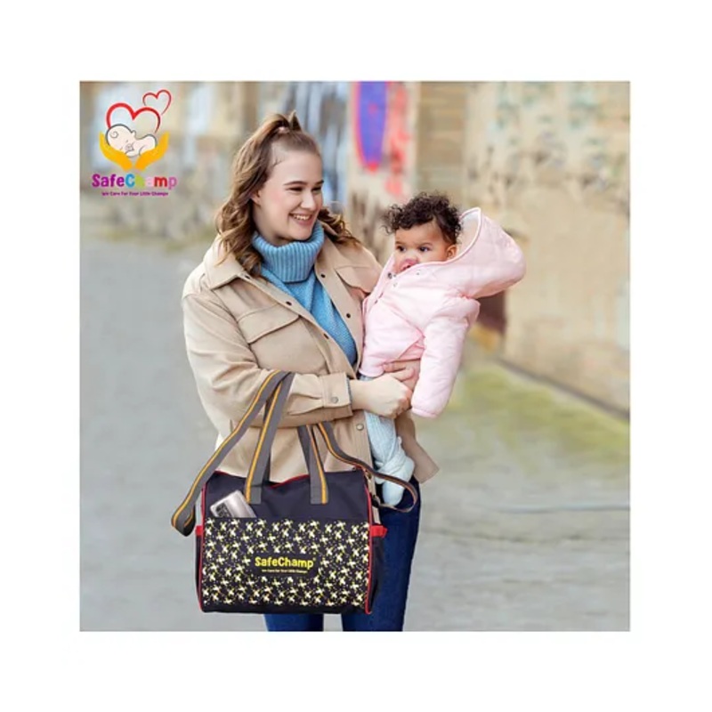 SafeChamp Chick Chick Multipurpose Diaper Bag Cum Mother Bag Diaper Bag – Navy Blue