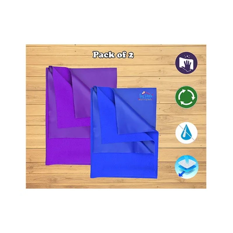 THE LITTLE LOOKERS Quicky Dry Sheets Massage Mats Water Proof Bed Protector Crib Sheets for Baby Large Pack of 2  – Purple Navy Blue