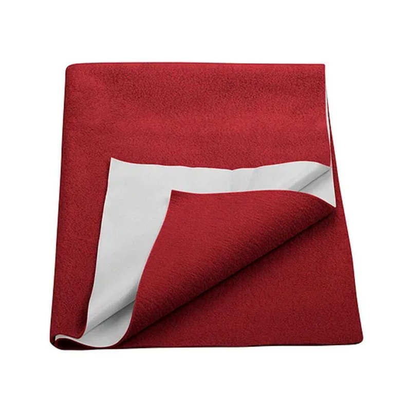 Trance Home Linen Fleece Breathable Bed Protector Dry Sheet- Single, Maroon