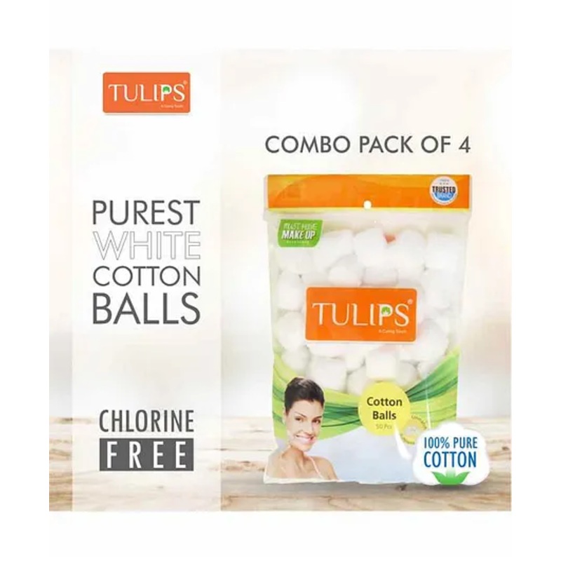 Tulips White Cotton Balls Pack of 4 – 50 Pieces Each