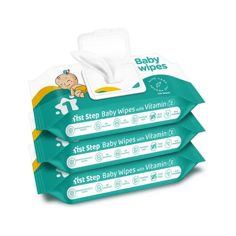 1st Step Baby Wet Wipes With Lid Pack Of 3 – 72 Pieces Each