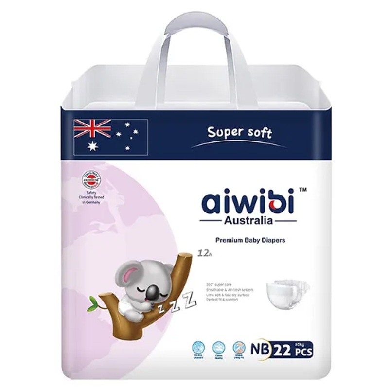 Aiwibi Premium Baby Diaper Tape Style Size New Born (NB) – 22 Pieces